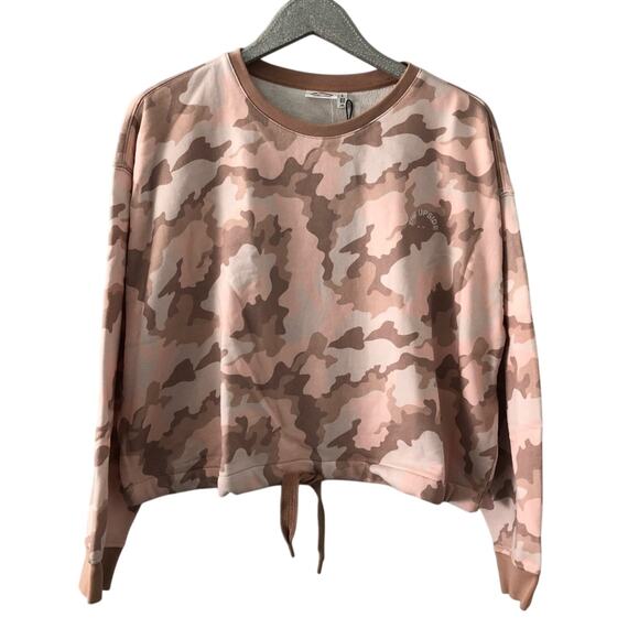 Anthropologie x The Upside Alena Drawstring Crew Sweatshirt Neutral & Pink NEW - Picture 1 of 11